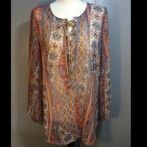 Boho Gypsy Peasant Tunic Top Semi Sheer 8